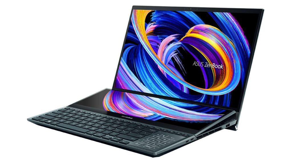 Imagem do ZenBook Pro Duo 15 OLED, notebook da ASUS apresentado na CES 2021
