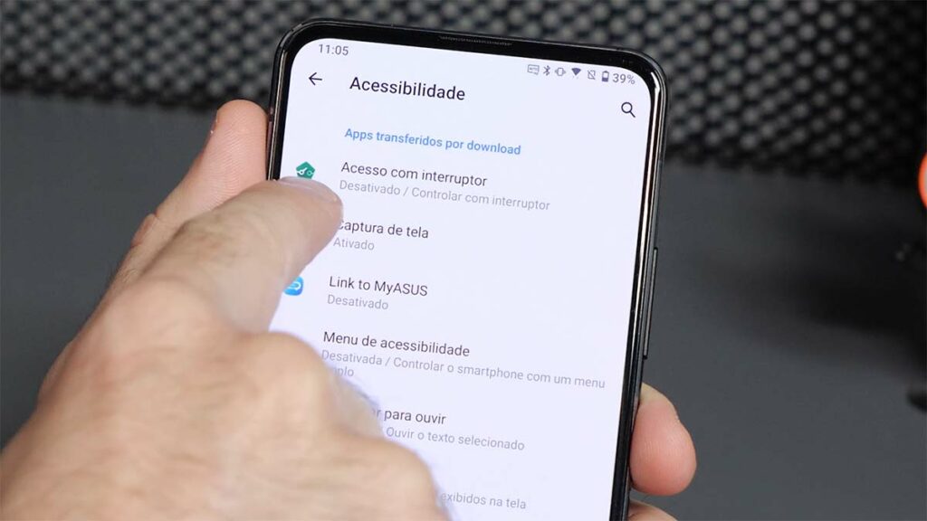 Menu de acessibilidade do zenfone