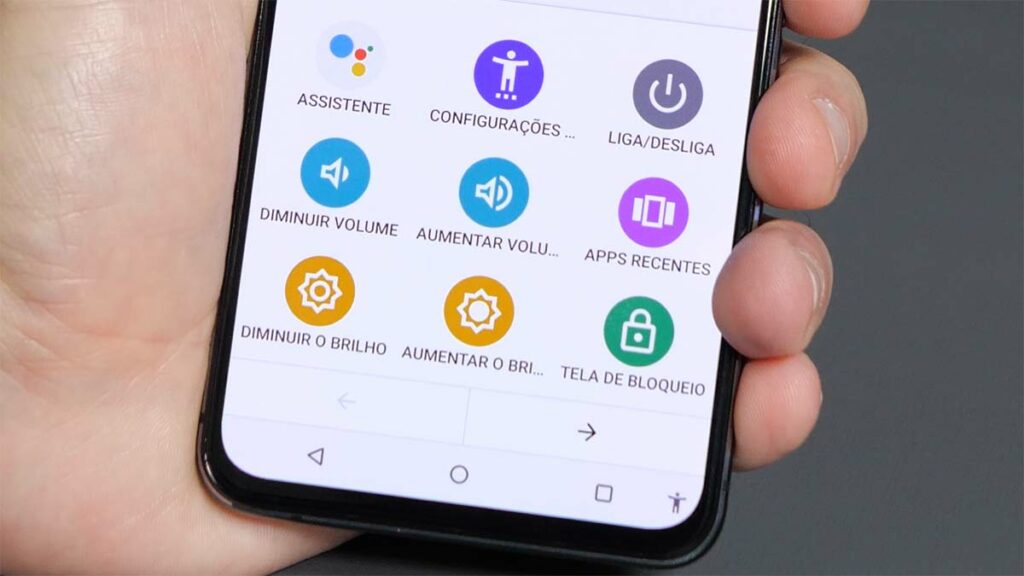 Menu de acessibilidade do zenfone