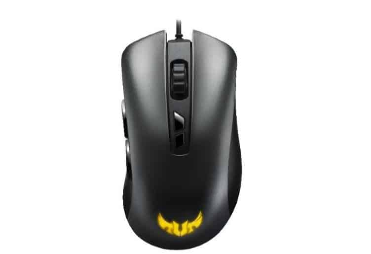 imagem do mouse tuf gaming M3 com luzes amarelas, destacando exemplo de acessórios para notebook que otimizam a usabilidade.